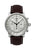 Herrenarmbanduhr Chronograph mit braunem Lederband und silbernem Zifferblatt