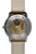 Bracelet de montre pour homme, fond visible, bracelet en cuir marron et boîtier argenté