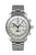 Herrenarmbanduhr mit silbernem Metallarmband, weißes Zifferblatt mit Chronographen