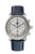 Herren-Chronograph mit weißem Zifferblatt, blauem Lederband und Edelstahlgehäuse