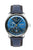 Herrenarmbanduhr mit blauem Zifferblatt und dunkelblauem Lederarmband, Automatikuhr