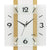 Wanduhr im Detail: weißes Zifferblatt, Buche-Holzstreifen, schwarze Ziffern, 12-Uhr-Anzeige