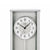 Wanduhr-Ziffernblatt der silbernen Wanduhr mit AMS-Logo und Minutenskala