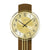 Wanduhr-Detail: rundes Ziffernblatt mit schwarzen Zeigern und goldener Einfassung