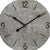 Nahaufnahme der Wanduhr: graues Zifferblatt mit schwarzen Zeigern und Ziffern.