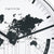 Gros plan sur l'horloge de table : cadran blanc avec carte du monde et aiguilles noires