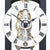Gros plan : mécanisme d'horloge de table avec aiguilles noires et engrenages dorés
