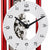Horloge squelette, gros plan : cadran blanc, aiguilles noires et cadre rouge