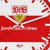 Vue de près : horloge murale ronde avec cadran rouge, bordure blanche et emblème du VfB