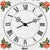 Gros plan du cadran d'une horloge murale avec bordure florale, chiffres romains et aiguilles
