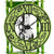 Cadran de montre murale Hermle avec chiffres romains, bordure verte et engrenages visibles