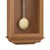 Horloge murale en bois avec pendule et tiges visibles, cadre en bois, vue détaillée.