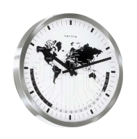 Horloge monde mouvement quartz inox - Hermle...