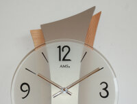 Horloge murale moderne aspect hêtre 23 x 43 x 6 cm - AMS Modèle: 9401