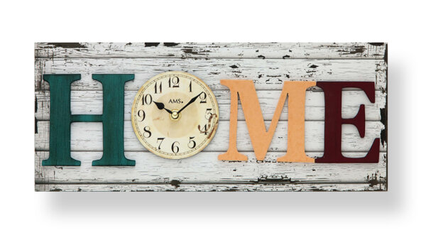 Horloge murale moderne inscription « Home » 40 x 17 x 5 cm - AMS Modèle: 9428