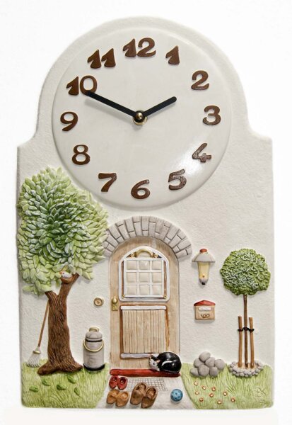 Horloge de cuisine « façade maison avec chat » - Terrastudio Modèle: 03.2605