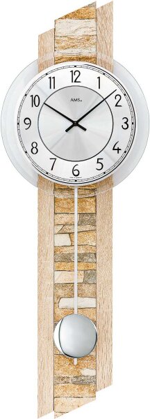 Horloge murale boîtier en bois cadran en aluminium - AMS Modèle: 7423