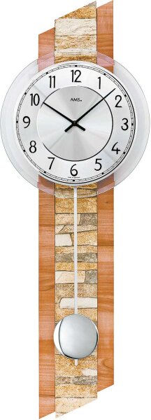 Horloge murale boîtier en bois cadran en aluminium - AMS Modèle: 7424