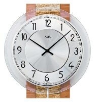 Horloge murale boîtier en bois cadran en aluminium - AMS Modèle: 7424