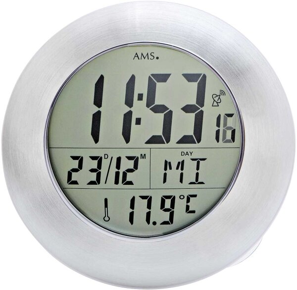 Horloge murale radio-pilotée boîtier plastique salle de bain 17 cm - AMS Modèle: 5929