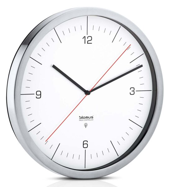 blomus CRONO 65436 horloge murale radio-pilotée boîtier en inox