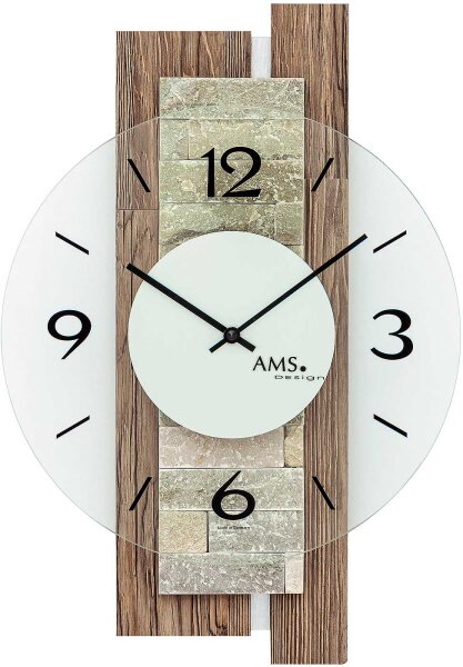 Horloge murale moderne 40 cm x 28 cm x 6 cm - AMS Modèle: 9543