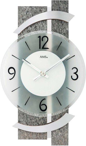 Horloge murale moderne bois 40 cm x 23 cm x 6 cm - AMS Modèle: 9548