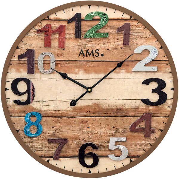 Horloge murale moderne diamètre du boîtier 50 cm - AMS Modèle: 9539