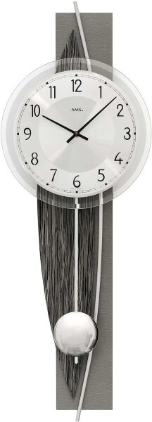 Horloge à pendule moderne plaquage aluminium - AMS Modèle: 7458
