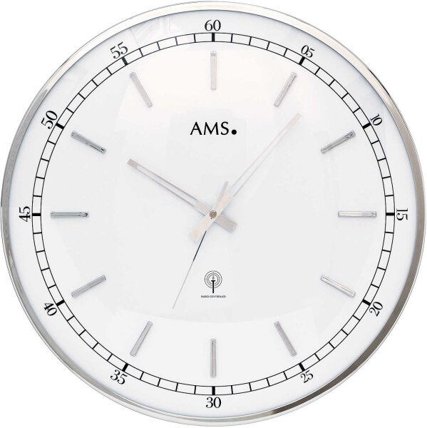 Horloge murale radio-pilotée moderne diamètre du boîtier 40 cm - AMS Modèle: 5608