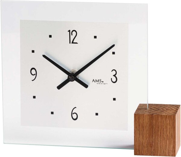 Horloge de table moderne en bois, aluminium et verre - AMS Modèle: 104