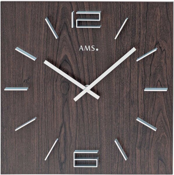 Horloge murale moderne 34 cm x 34 cm x 4 cm - AMS Modèle: 9593