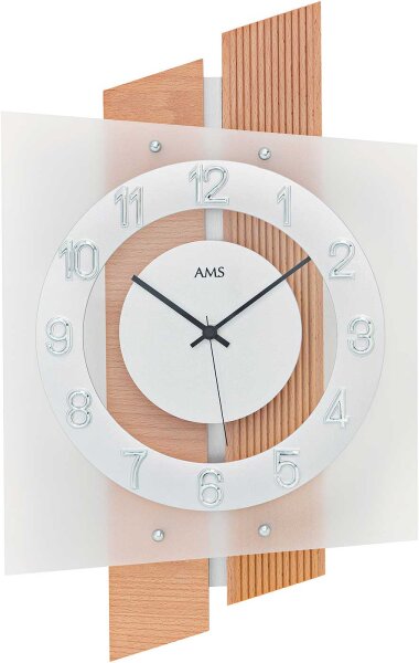 Horloge murale moderne 29 cm x 46 cm x 7 cm - AMS Modèle: 5530