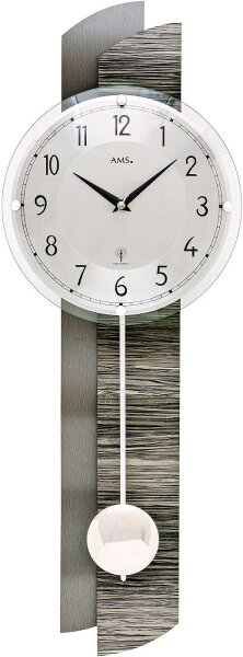 Horloge murale moderne boîtier en bois aspect bois - AMS Modèle: 5323