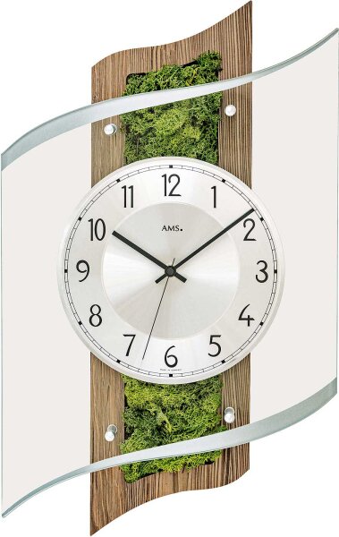 Horloge murale moderne boîtier en bois avec incrustation de mousse - AMS Modèle: 5517