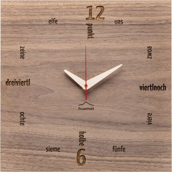 Horloge murale « Kultuhr » noyer rectangulaire - huamet Modèle: CH11-B-01