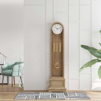 Horloge de parquet chêne clair avec loupe de bois -...