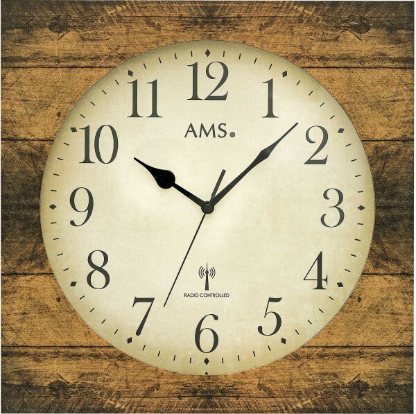 Horloge murale radio-pilotée classique 34 cm x 34 cm x 5 cm - AMS Modèle: 5550