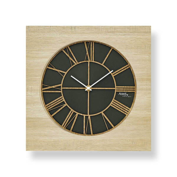 Horloge murale classique 50 cm x 50 cm x 5 cm - AMS Modèle: 9641