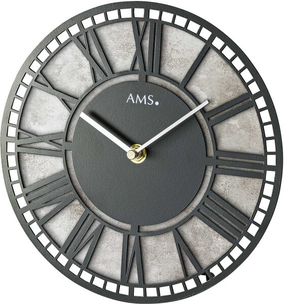 Horloge de table métal argent antique diamètre : 22 cm - AMS Modèle: 1233