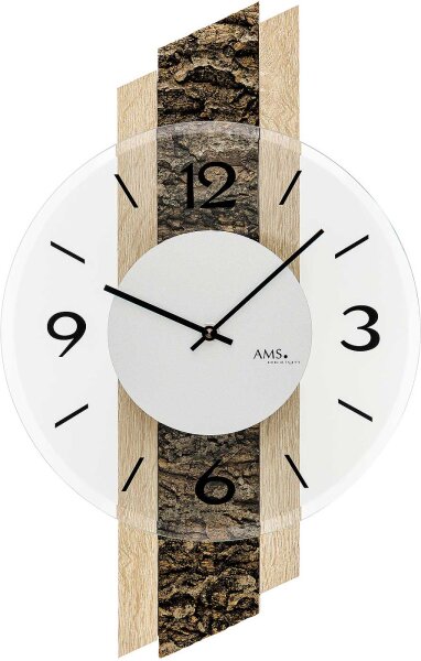 Horloge à quartz moderne avec incrustation d’écorce 27 x 44 x 6 cm - AMS Modèle: 9402