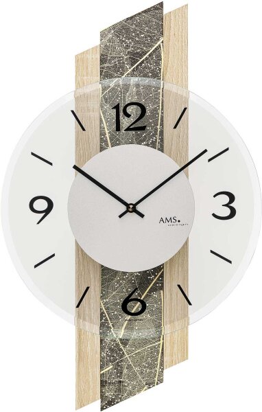 Horloge murale moderne 27 x 44 x 6 cm - AMS Modèle: 9664