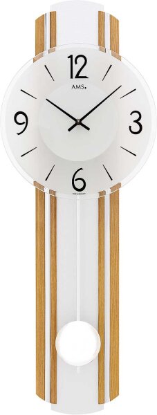 Horloge murale à pendule en bois et aluminium - AMS Modèle: 7232