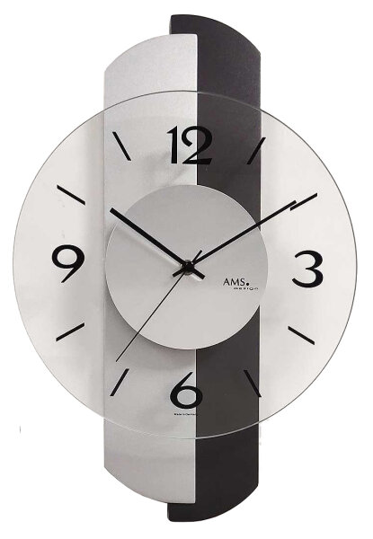 Horloge à quartz murale moderne 27 x 42 x 6 cm - AMS Modèle: 9206