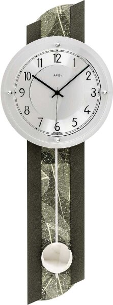 Horloge à pendule moderne avec incrustation de feuilles naturelles - AMS Modèle: 5324