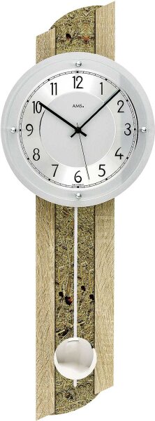 Horloge à pendule moderne avec incrustation de foin alpin - AMS Modèle: 5326