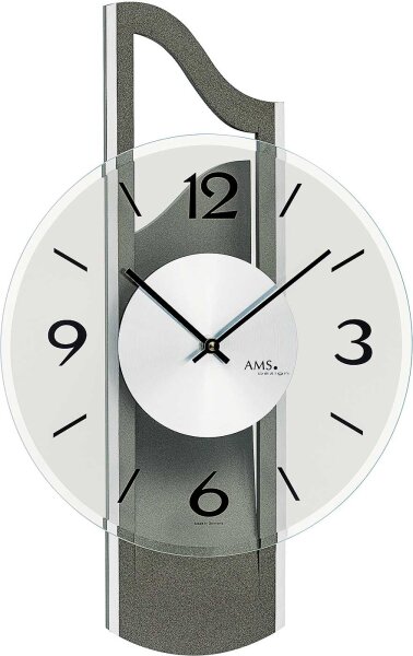 Horloge murale moderne avec finition aluminium - AMS Modèle: 9682