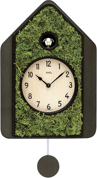 Horloge à coucou moderne avec incrustation de mousse - AMS Modèle: 7497
