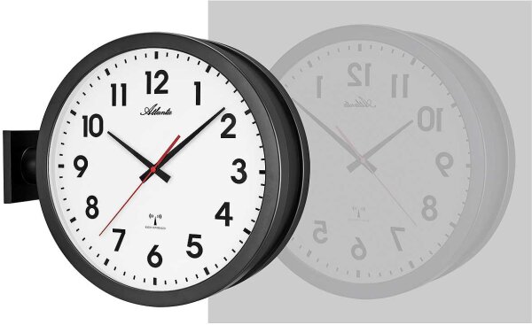 Horloge murale radio-pilotée moderne à double face - Atlanta Modèle: 4570