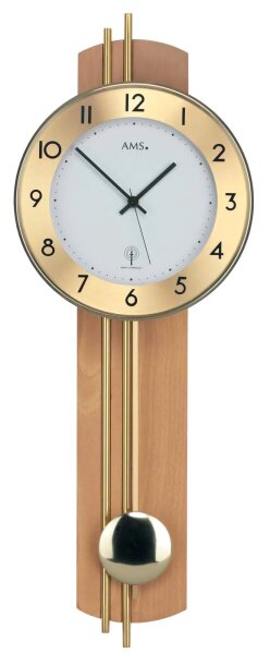 Horloge à pendule radio-pilotée classique barres en laiton - AMS Modèle: 5266/18